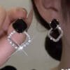 zircon korean black shiny earing resin rhombus earrings