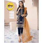 3 pcs women's stitched organza embroidered suit