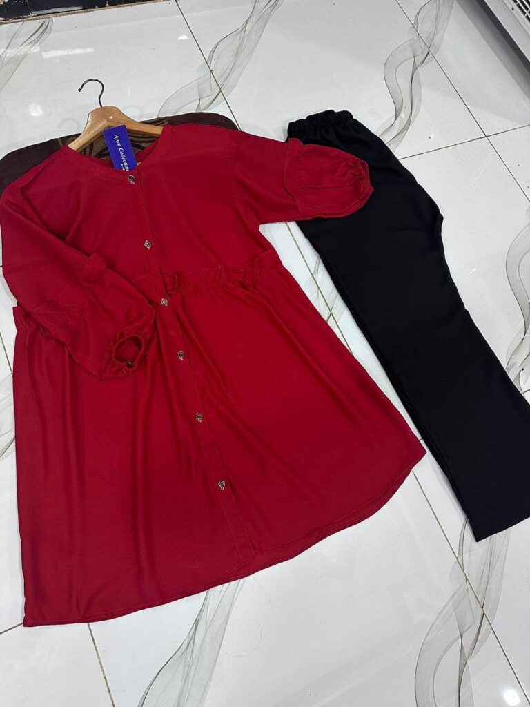 Stylish Plain Georgette Shirt And Trouser Set - 2 Pcs stylish plain georgette shirt and trouser set 2 pcs