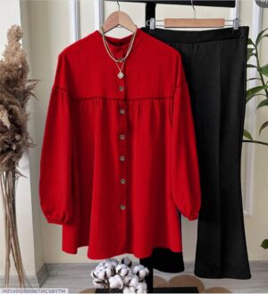 stylish plain georgette shirt and trouser set 2 pcs